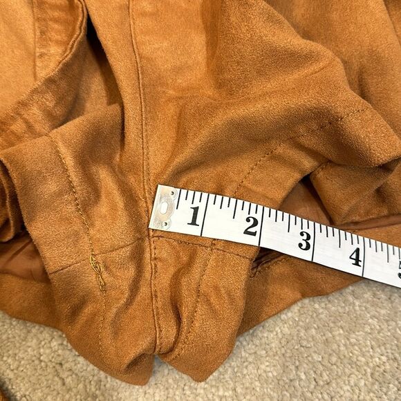 Divided Brown Waist Bow Pleated Textured Lined Shorts Women Size 6 - Picture 5 of 10